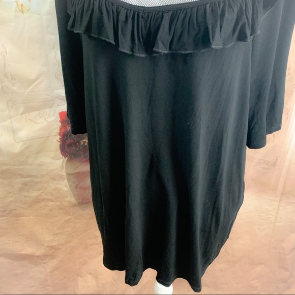 NEW Eloquii Ruffle Mesh Yoke Blouse in Black - Picture 3 of 10